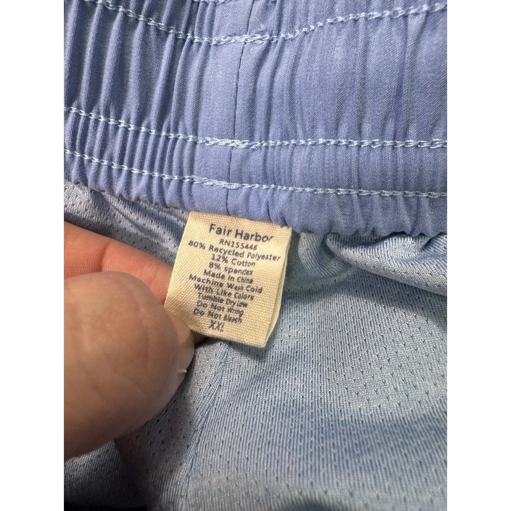 Fair Harbor Swim Trunks Mens 2XL Blue White Floral Performance Lined Shorts 7”